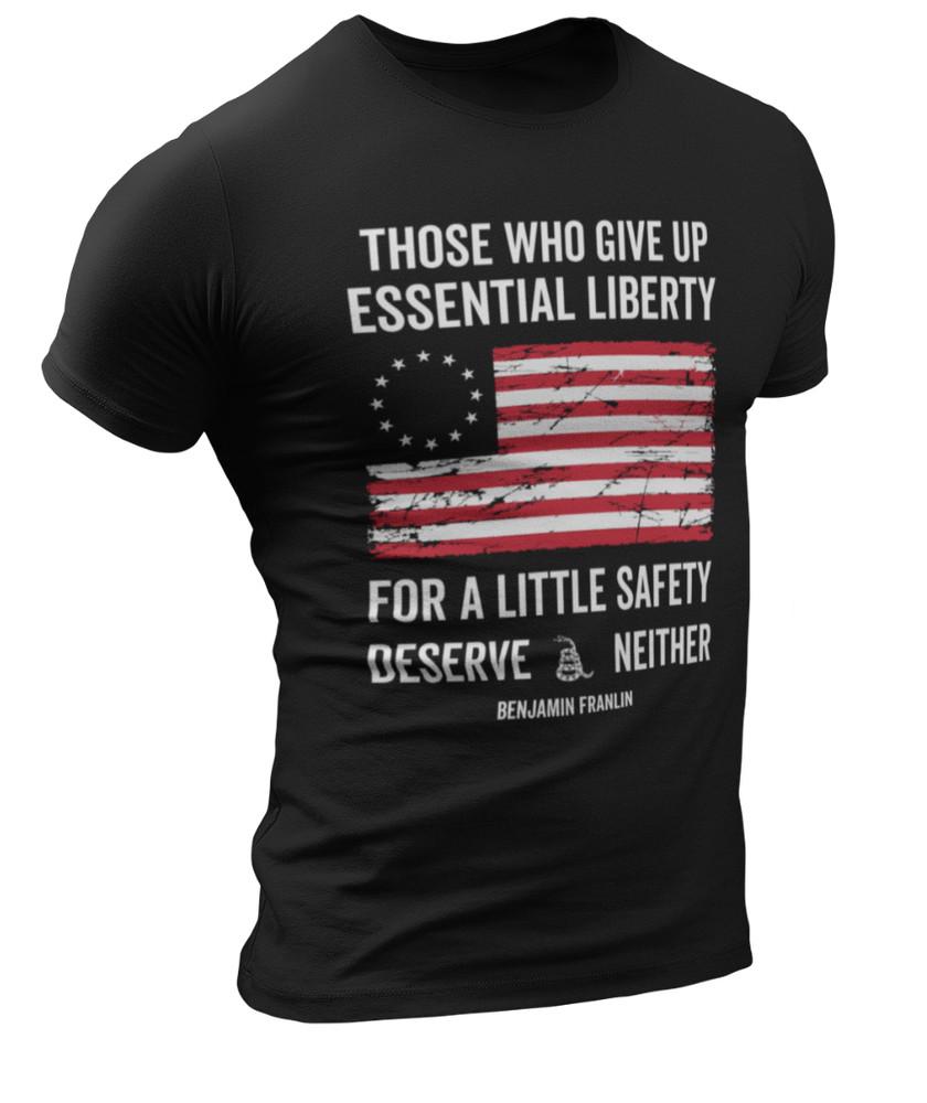 

Benjamin Franklin Quote T-shirt Liberty For Security American Patriotic T-shirt 4XL