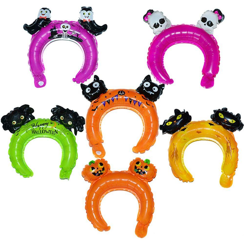 

10pcs Pumpkin Bat Ghost Inflatable Headbands Thickened Aluminum Film Balloon Halloween