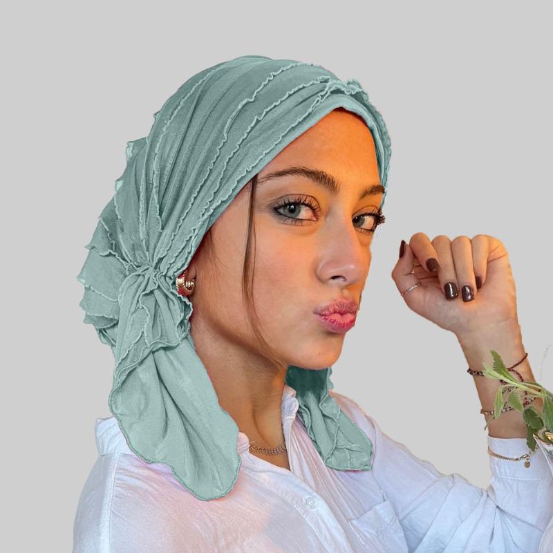 1pc Women's Hair Cap for Autumn/Winter,Breathable Pleated Fiber solid color Versatile hat,Suitable For Headscarf/Bath/Sleep Caps