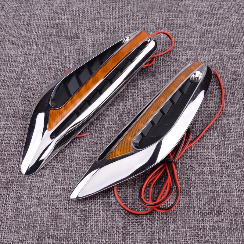 Universal Car Steering Fender LED Side Marker Light Turn Signal Lamps Shark Blade Yellow DC 12V