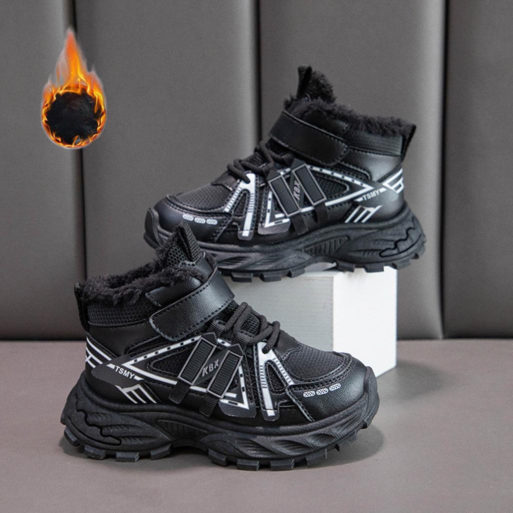 Kids Boots Winter Warm Waterproof Snow Boots For Children Casual Outdoor Sneakers Winter Plush Lined High-Top Sports Shoes