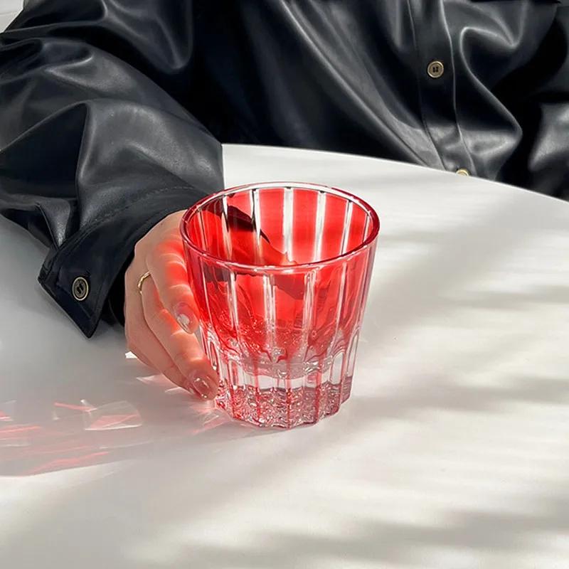 200ml Star Diamond Cut Rock Cup Whisky Cups Household Water Cup Minimalist Style Glass for Bar Party Colored Crystal Glass Cup