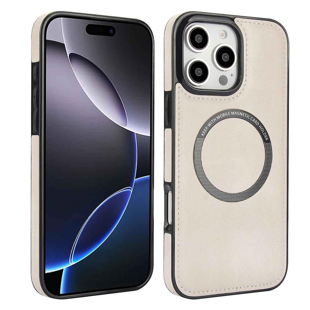 Applicable To iPhone17 Mobile Phone Case 16Pro Calf Pattern Wireless Charging Magnetic Suction Anti-drop Protective Case Samsung S25 Leather Case