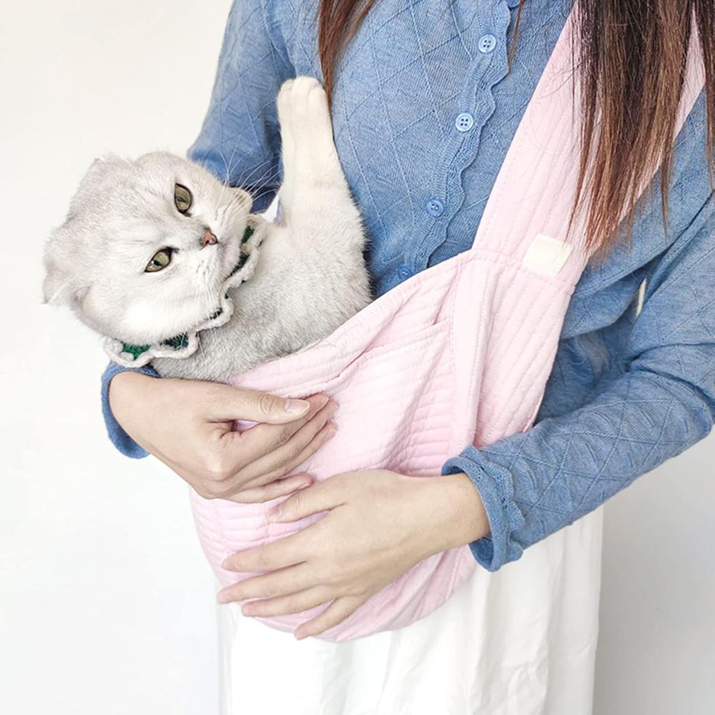 Cat Carrier Sling Bag, Soft Comfortable Cat Carrier Pouch Dog Carriers for Small Dogs Widened Shoulder Straps with Outer Pocket for Outdoor Walking