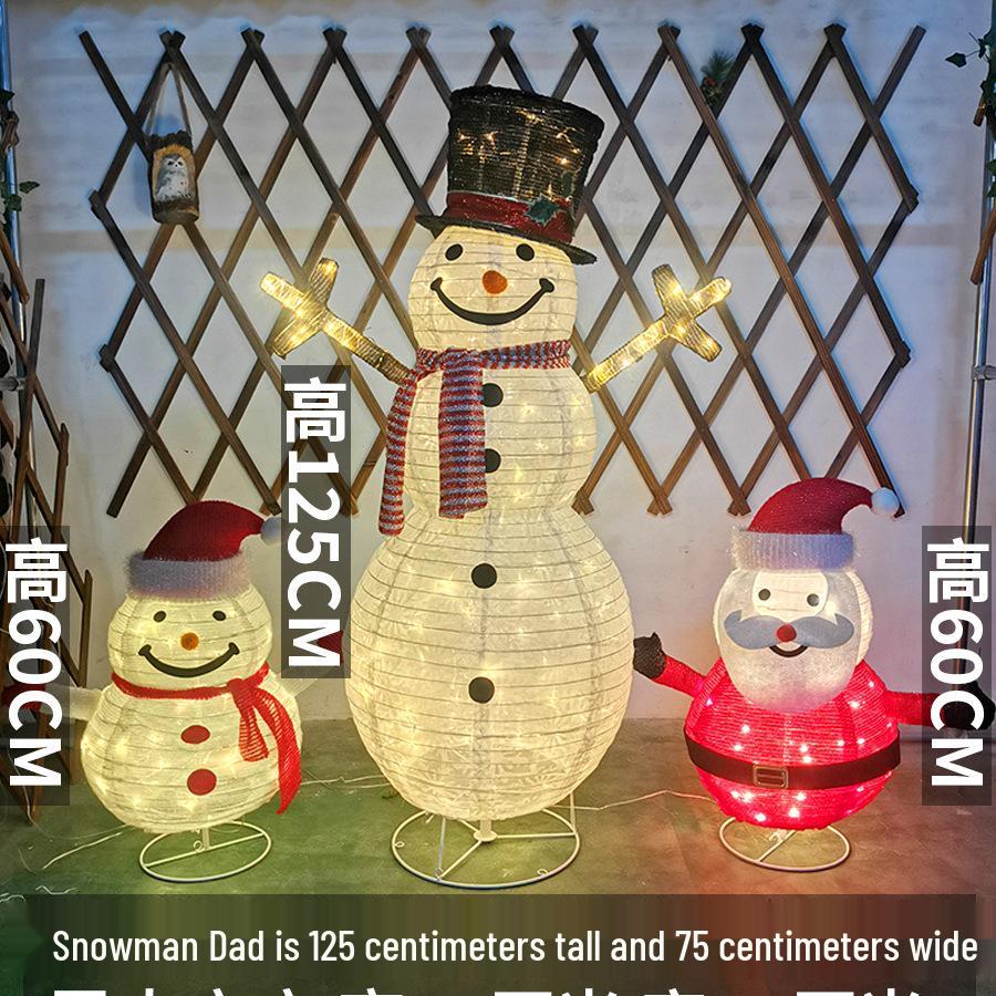 Solar Christmas Snowman and Santa String Lights for Courtyard, Villa, Garden, and Mall Holiday Decor.