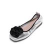 Fashion Rose Flower Ballet Flats Women Silver Sequines Cloth Foldable Shoes 35-43 Big Size Floral Loafers Elastic Band Slip On Loafers