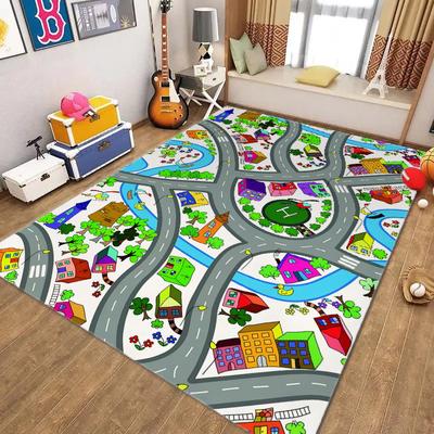 Kids Carpet Playmat Rug Large City Life Carpet Learning Exercise Mat Educational Rug Play Game Rug for Kid Boy Bedroom Playroom