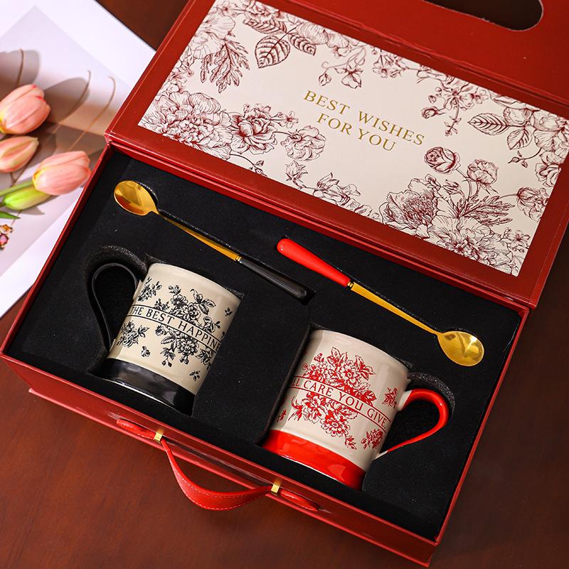 Mug Couple Cup Set Ceramic Cup Mouthwash Cup Household Gift Box Wedding Souvenir Gift Wedding