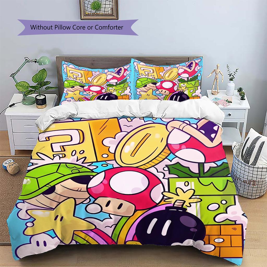 Super Mario Poster Duvet Cover & Pillowcases, Mario Fan Bedroom Bedding, Perfect Gift.chl
