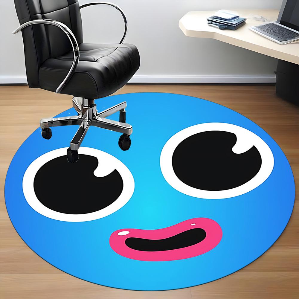 1pc Blue Face Chair Carpet for Office, Non-slip, Soft and Durable Office Rug, Perfect for Office yy260131078