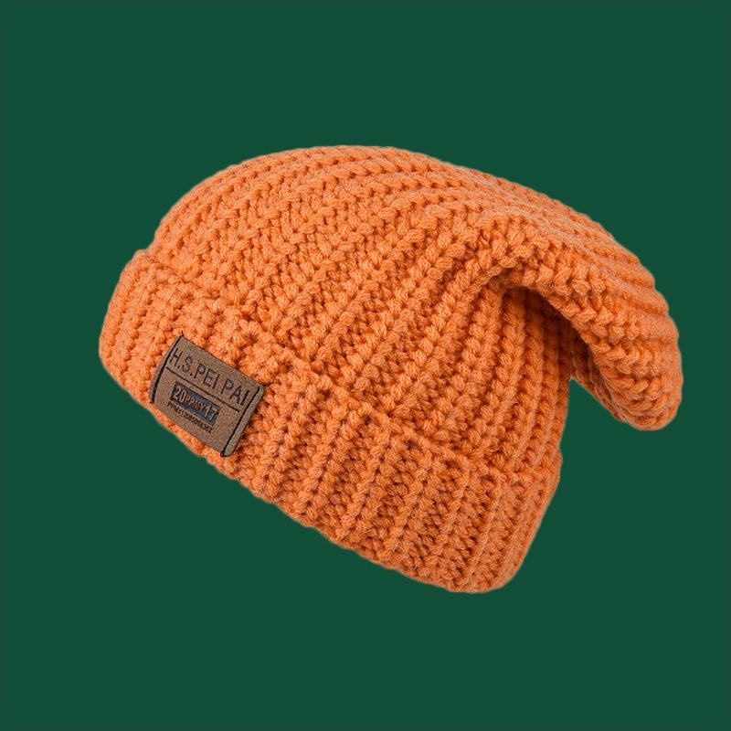 

Женская осенне-зимняя модная универсальная вязаная шапка в корейском стиле, с японской этикеткой, теплая, с защитой ушей, шапка-бини, плотно облегающая голову, теплая шапка M（56-58cm）