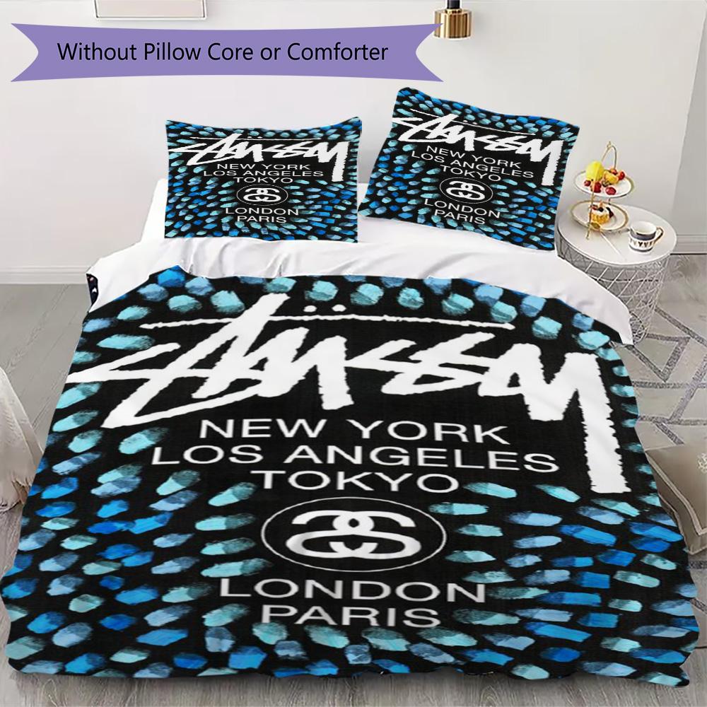 Purple Swirl Marble Logo 3Pcs Bedding Set, Psychedelic Fluid Background 3Pcs Bed Decor Set