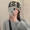 New Niche Design Sense Color Matching Rhombus Grid Knitted Bucket Hat Women's Autumn and Winter Wool Hat Warm Hat