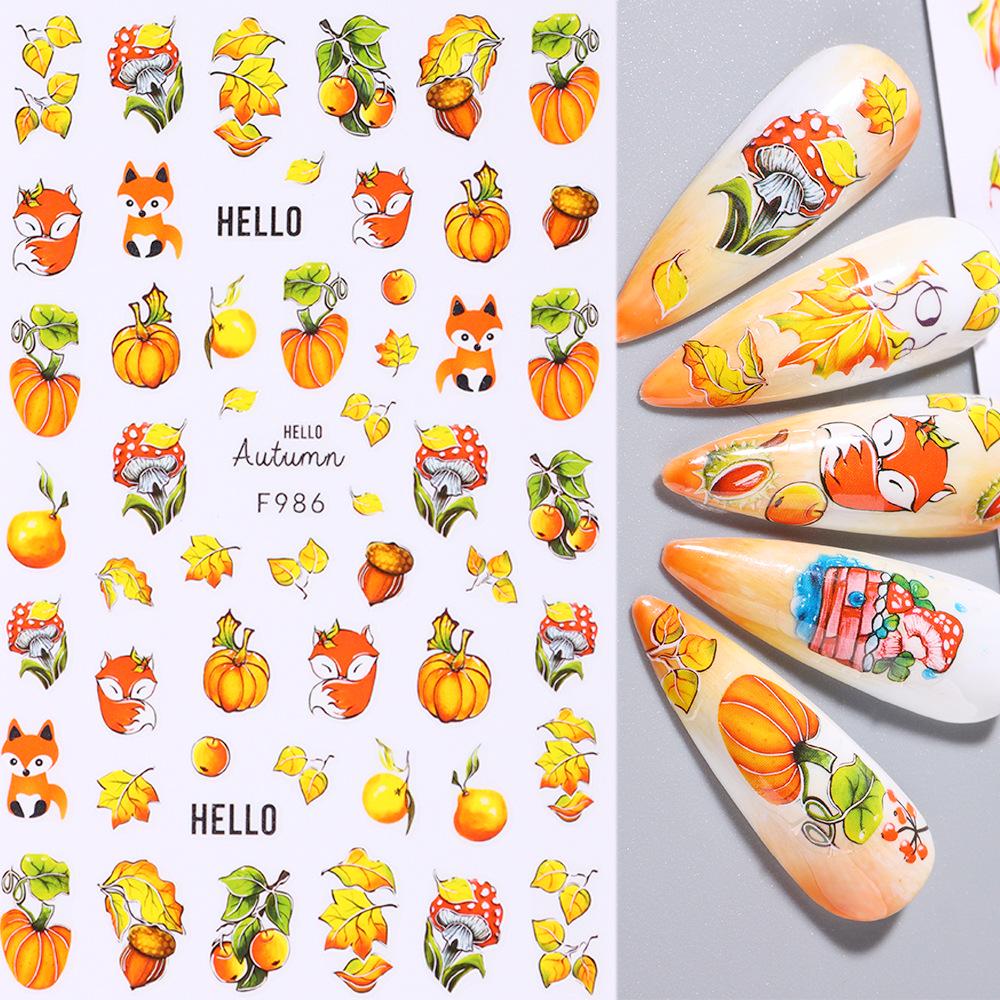 Autumn Maple Leaf Nail Stickers - Floral and Leaves Self-Adhesive Design