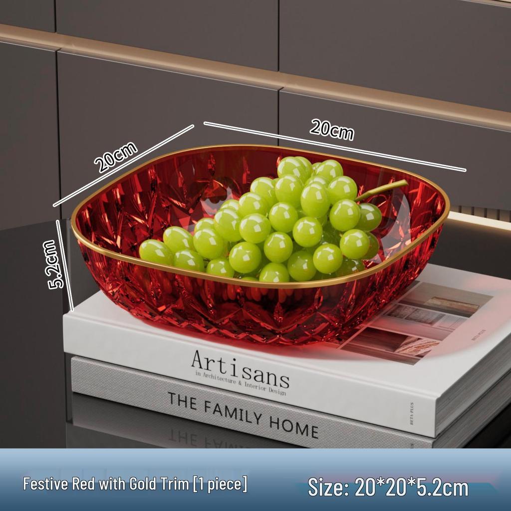 Elegant Transparent High-Value Plastic Fruit and Snack Bowl - Drop-Resistant PET Diamond Crystal Design