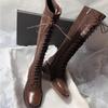 Women's Knee-high Boots High Quality Suede Leather Boot Lace Up Slim Long Tube Boots Knee-high Chelsea Boot Women Fashion Boots