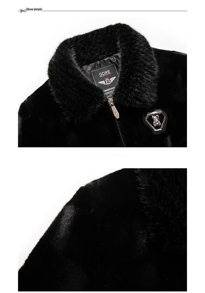 2024 Men's Gold Sable Velvet Lapel Coat: High-End Light Luxury, Warm Faux Mink Velvet Fashion