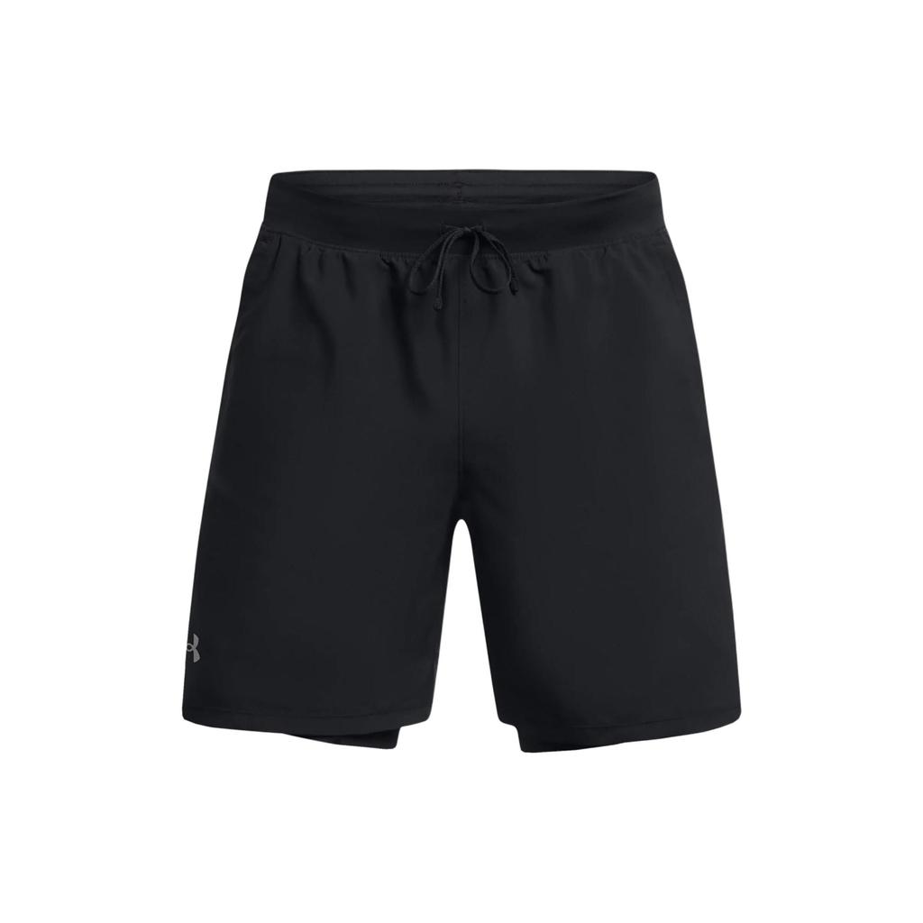Under Armour Logo Print Mid-Waist Quick-Dry Drawstring Casual Shorts Men Bottoms Black 1382641-001