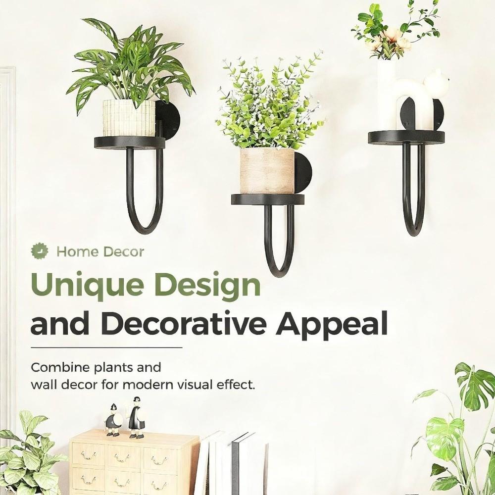 Sturdy Iron Wall Mounted Plant Holder Space Saving Planter Rack Storage Shelf  Office Decor