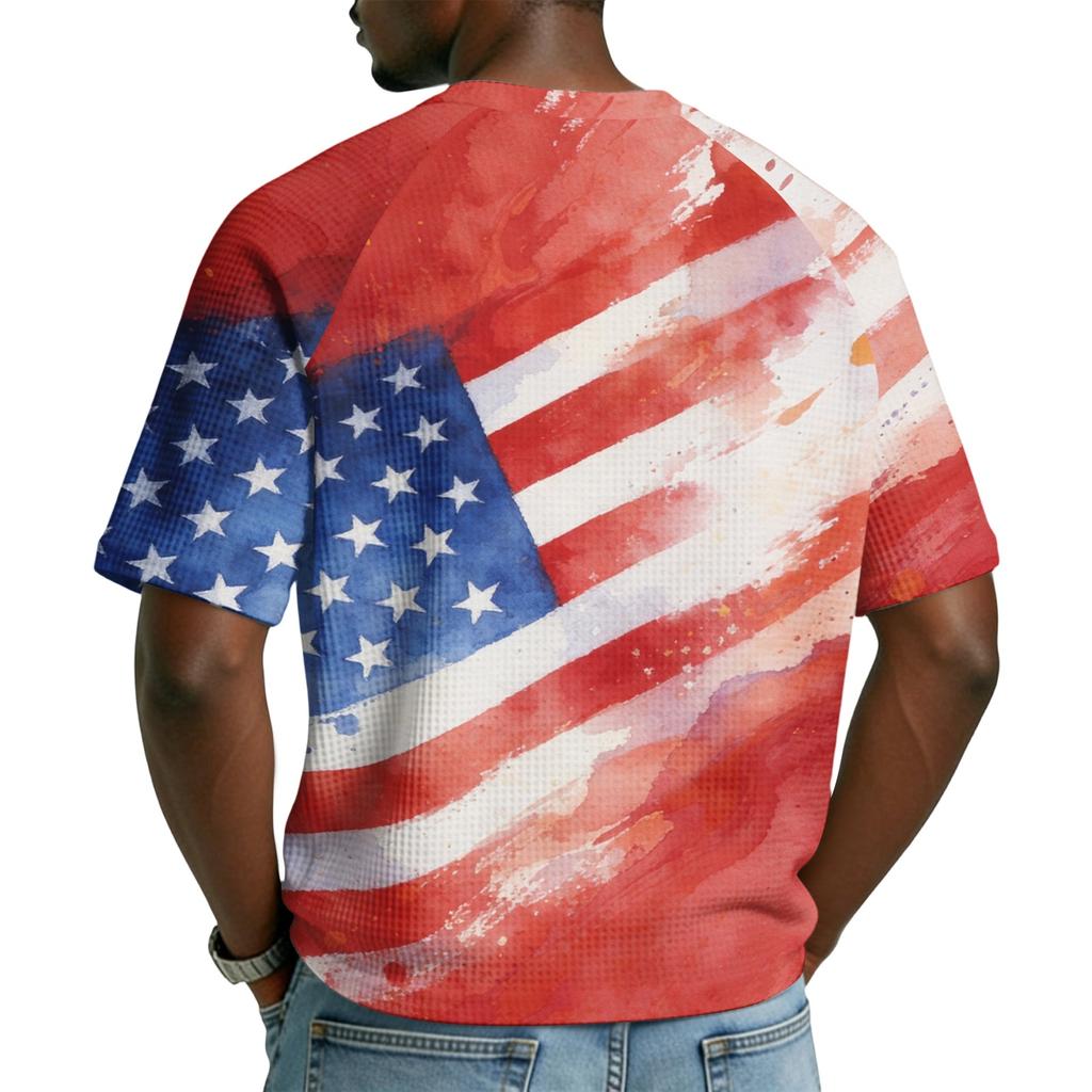 Men's V-Neck Short Sleeve T-Shirt - Color Print Casual Breathable Top