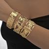 Stainless Steel Vintage Exaggerated Wide Cuff Bangle for Women Gold Color Starfish Shell Geometric Bracelet Beach Party Jewelry