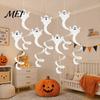 Spooky Festival Party Supplies 8 Pcs Halloween Hanging Ghost Swirl Decoration, White Ceiling Decoration Swirls Streamers for Home Office Haunted House