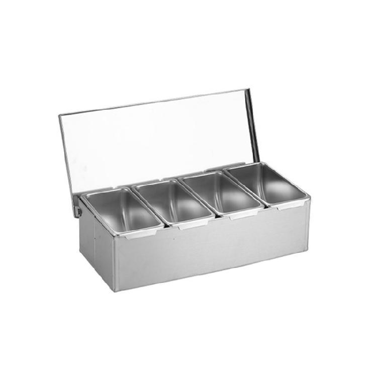 Household Grid Spice Container Set Seasoning Box Stainless Steel Seasoning Box Seasoning Storage Jar with Cover