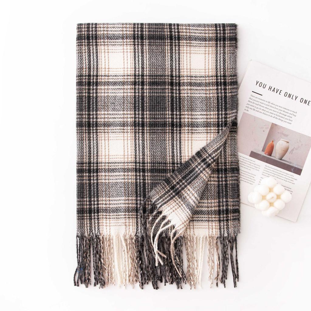 Gentle Gradient Color Small Plaid Scarf High End Girls Winter Couple Student Scarf Warm Thickened Scarf Shawl
