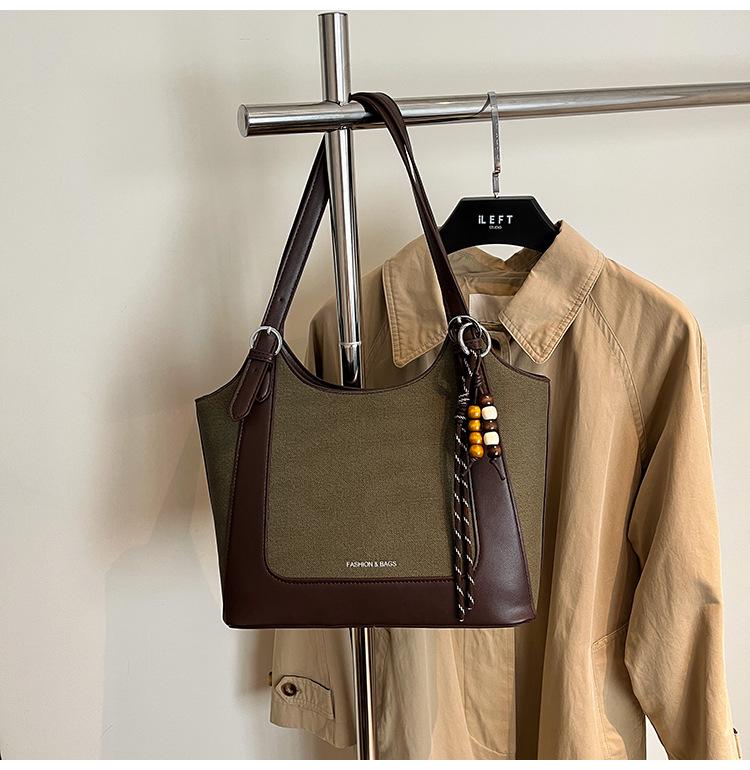 Herbst/Winter Retro Schulter-Eimerbeutel mit großem Fassungsvermögen - Modische Damenhandtasche für den Weg zur Arbeit