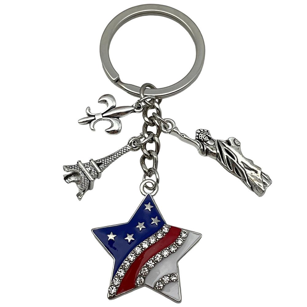 Independence Day Flag Heart & Star Earrings Keychain Pendant