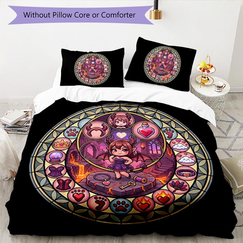 Devilish Glass Fantasy Pattern Bedding,Quilt Set Quilt Cover Pillowcase Home Birthday Gift (1*duvet Cover+2*pillowcase,without Core)