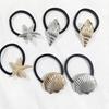 3Pcs Women Hair Ties Elastic Hair Bands with Metal Conch Shell Starfish Decoration Soft