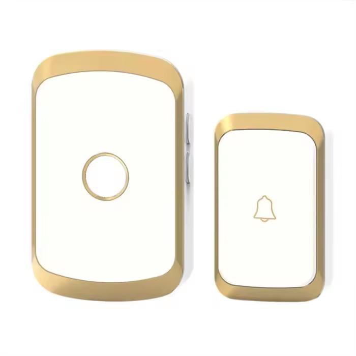 Waterproof 1 Button 1 Receiver Remote Control Smart Home Wireless Doorbell (Gold,Wireless)