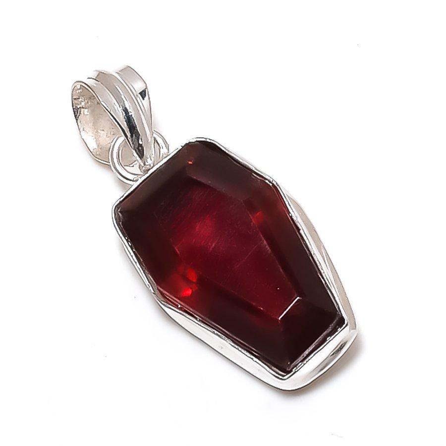 Naturlig Granat Edelsten Håndlaget 925 Sterlingsølv Smykkeanheng 1,58" A0y15