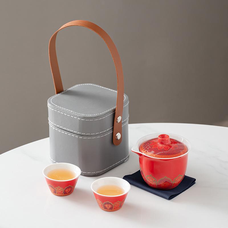 Travel tea set, ceramic teapot, teacup for one person, travel express cup souvenir birthday gift
