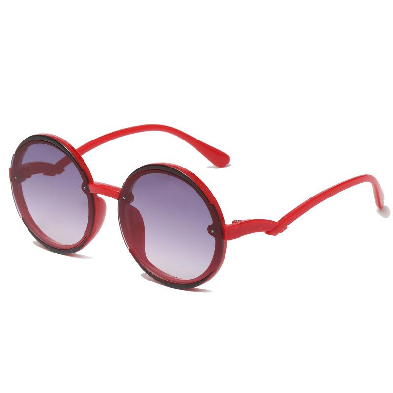 Cute Color-Block Round Kids Sunglasses Gradient Lenses Uv400 Protection Fashionable Shades For Girls 8832