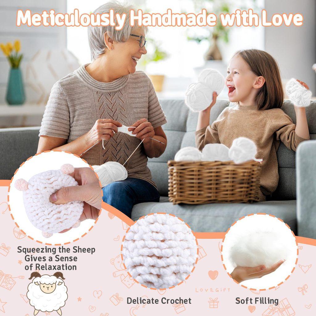 Easter Lamb Positive Crochet Animals Doll With Card Desktop Ornament Emotional Support Handmade Knitted Cheer Up Toy