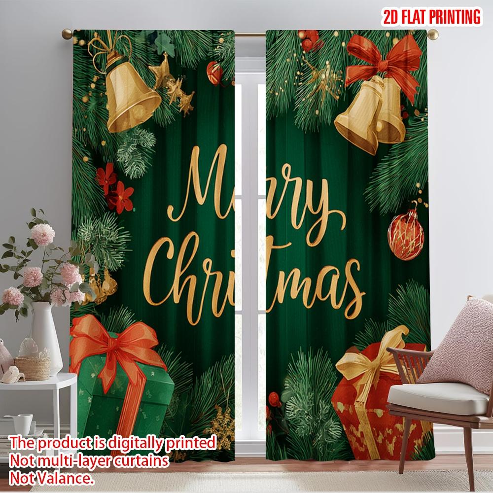 

2pcs,2D plane printing Curtains Roller Blinds Tree and Presents Versatile 100% Polyester (without rod) Versatile All for Kitchen 52.50×116.00 CM 2pcs