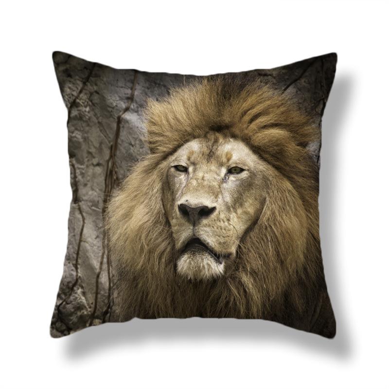 45X45CM Wild Animal Lion Tiger Cushion Cover Living Room Sofa Office Seat Car Waist Cushion Cushion Cover Home Decoration