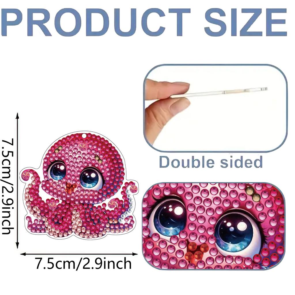 15Pcs DiY Diamond Art Keychain Ornaments Double-Sided Diamond Painting Keychain Kits for Adult Beginners Craft Party Gifts