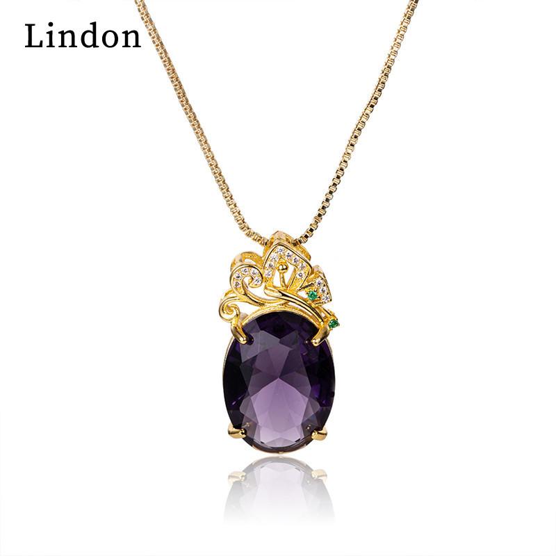 

Женское ожерелье Lindon, кулон из медного сплава, циркон, модный подарок фиолетовый
