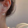 Yousheng 1 Pair Hoop Earrings Shiny Cubic Zirconia Temperament Geometric Electroplating Decorative Gifts Women Butterfly Pendant Earrings Fashion