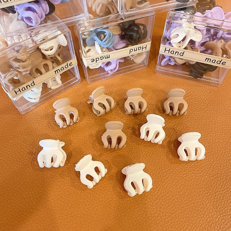 

матовые пластиковые мини-заколки для волос с когтями для маленьких девочек, милые маленькие заколки для волос, заколки, головные уборы, модные аксессуары beige&coffee 10pcs/Box