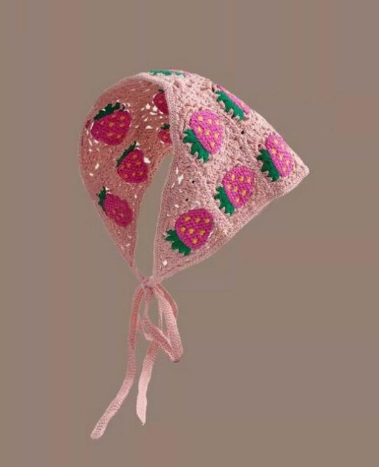 Spring & Autumn Korean Crochet Triangle Scarf & Hairband - Cute Floral Style for Women & Girls