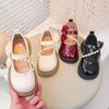 New Girls Party Dresses Mary Jane Shoes Sweet Bowknot Children's Leather Shoes Elegant Kids Fashion Causal Shoes Wine Red Trend