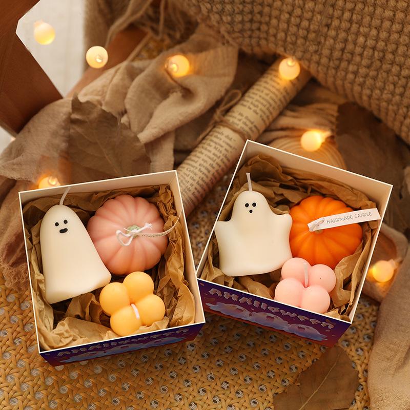 Christmas Halloween Decor Gift Home Fragrance Aromatherapy Cute Scented Candles 3Pcs Set