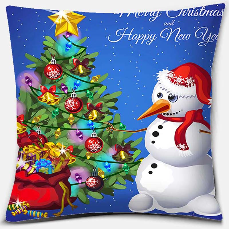 Blauer Weihnachtsstrauß Druckserie Muster Kissenbezug Quadratischer Kissenbezug Home Office Dekoration Kissenbezug