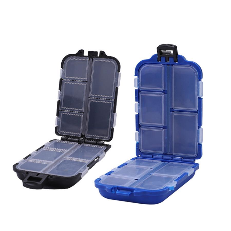 Small Fishing Tackle Box Eco-Friendly Plastic Hook Shrimp Lure Case Tool Box 10 Lattices Fishing Tackle Storage