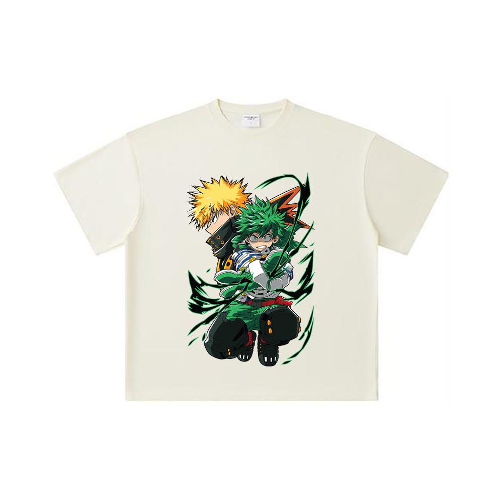 

260 GSM Double Yarn 32 Count 100% Cotton My Hero Academia V21 Print Unisex Heavy Cotton T Shirt S