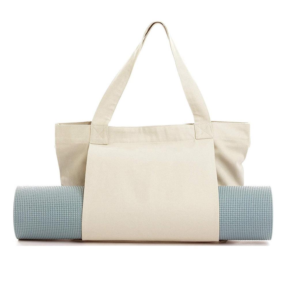 Large Capacity Yoga Tote Bag Canvas Foldable Yoga Mat Holder Lightweight with Inner Zipper Pocket Yoga Mat Carrier хаки